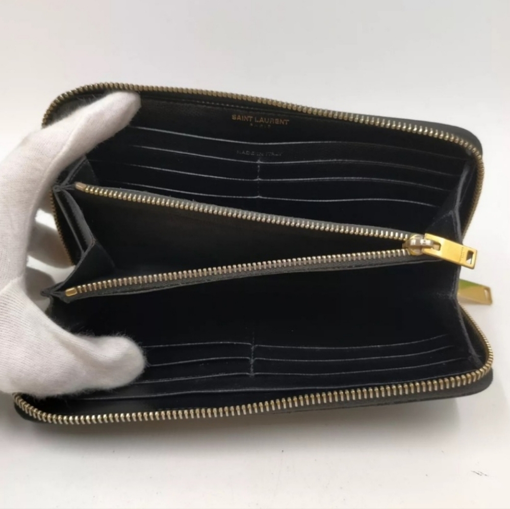 YSL Saint Laurent Long Wallet  Black Caviar Leather/ Preloved - Picture 4 of 10